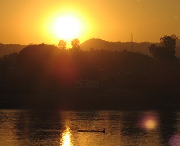 Huay Xai sunset over the Mekong river in Laos