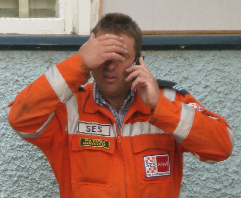 A frustrated emergency worker during the victorian bush fires