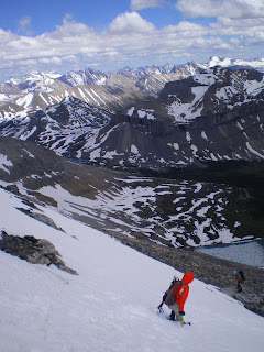 Descending the snow slope - much easier than going up!