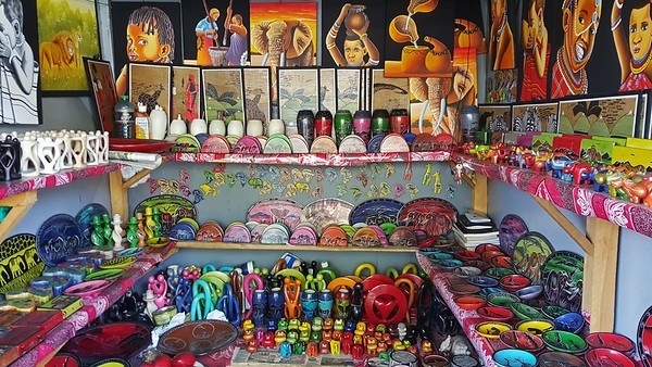 Market stall in Nakuru Kenya - beware of travel scams! 