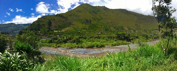 riverside view at La Casa Verde, eco hotel in Banos Ecuador