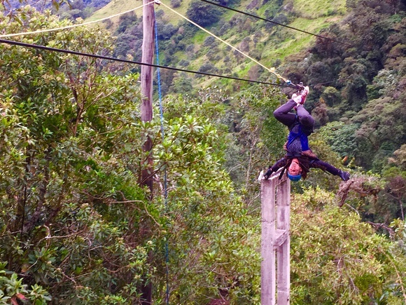 zip lining (canopy tour) in Banos Ecuador
