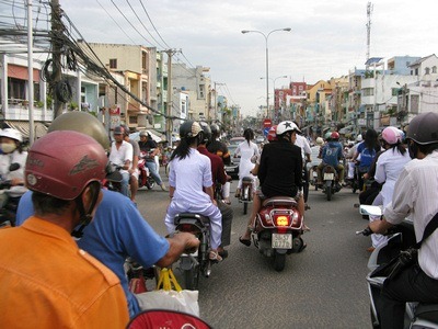 Saigon rush hour traffic