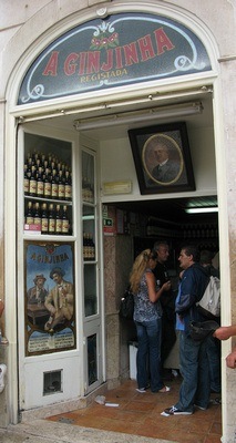 Enjoying ginjinha in Lisbon