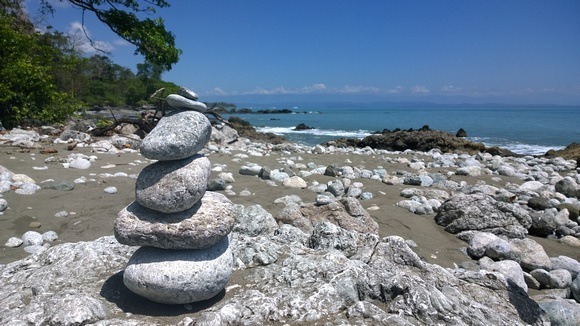 Rock pile on the beach in Costa Rica