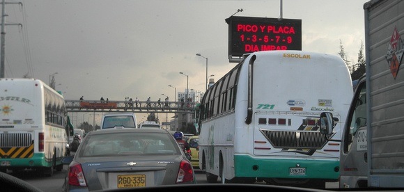 Bogota traffic is crazy! Welcome to Colombia. 