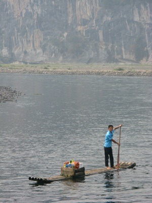 bamboo raft man