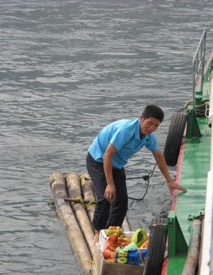 pulling up to the boat