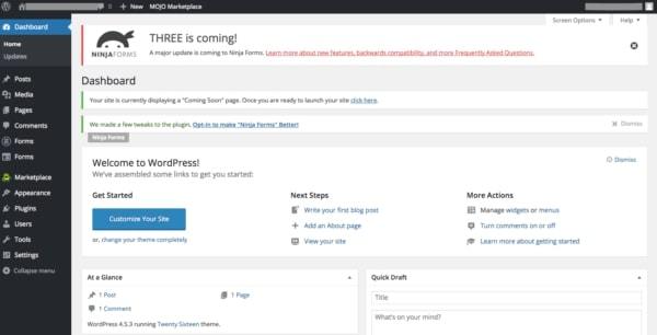 starting a travel blog with WordPress - dashboard