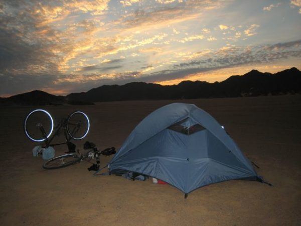 Tent pitched in Africa during the Tour D'Afrique