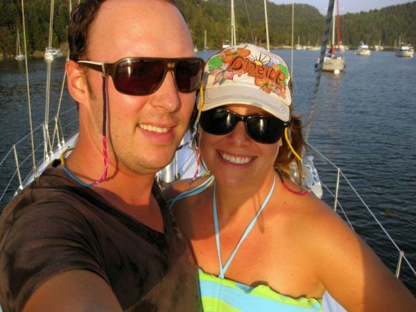 Corbett Barr and his wife, on a sailboat