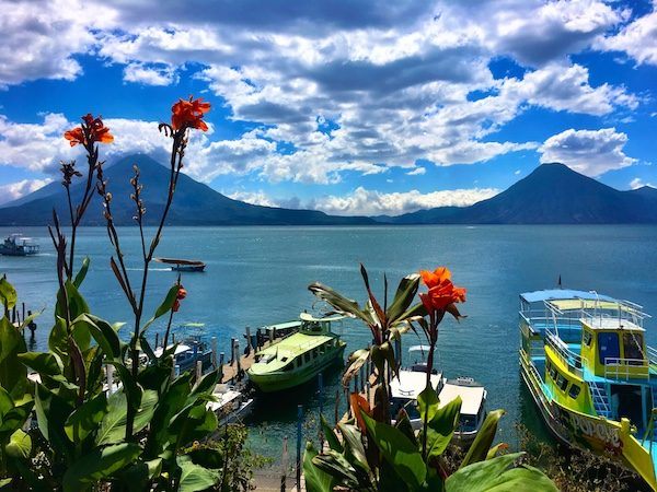 Boats on Lake Atitlan in Panajachel, Guatemala. Travel safety is a going concern here. 