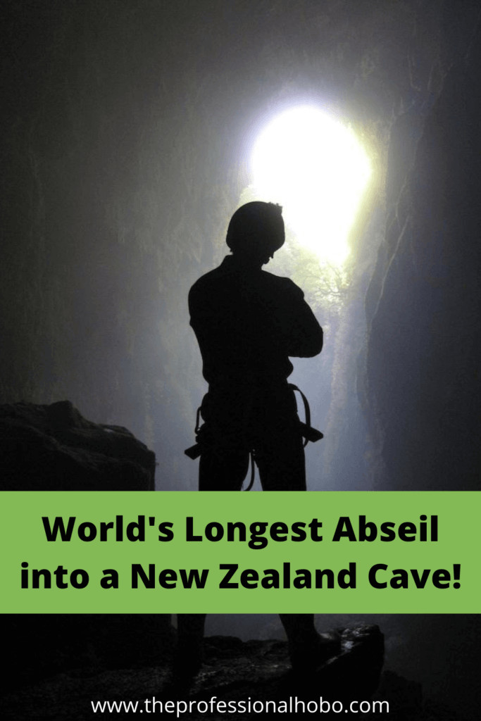 This record-breaking abseil into a dark wet cave in Waitomo New Zealand was one of the best #travel adventures I've ever had! #Waitomo #cave #abseil #NewZealand #TheProfessionalHobo